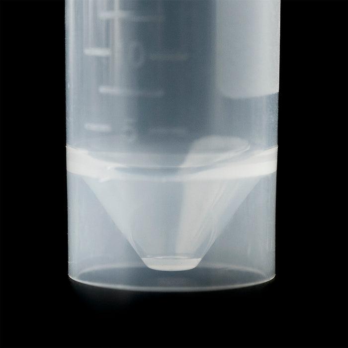 Bottom of stand up 50 mL centrifuge tube with a pop top