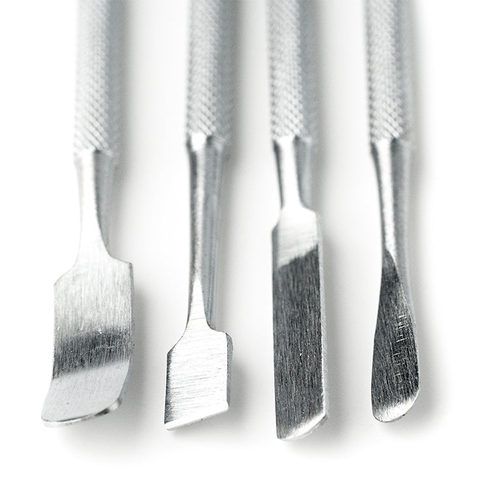 Stainless steel micro spatula set close