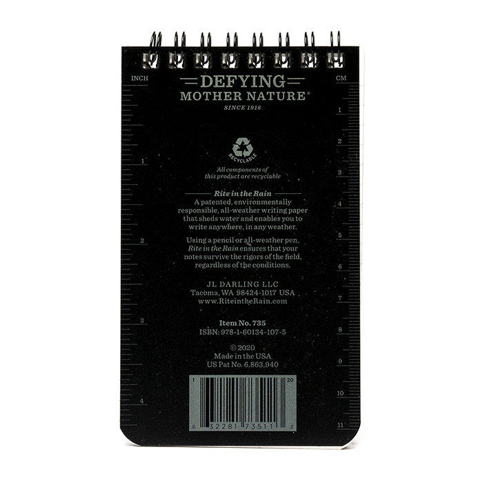 3 by 5 rite in the rain notebook back cover