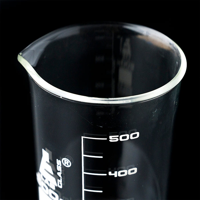 500 mL tall glass beaker opening