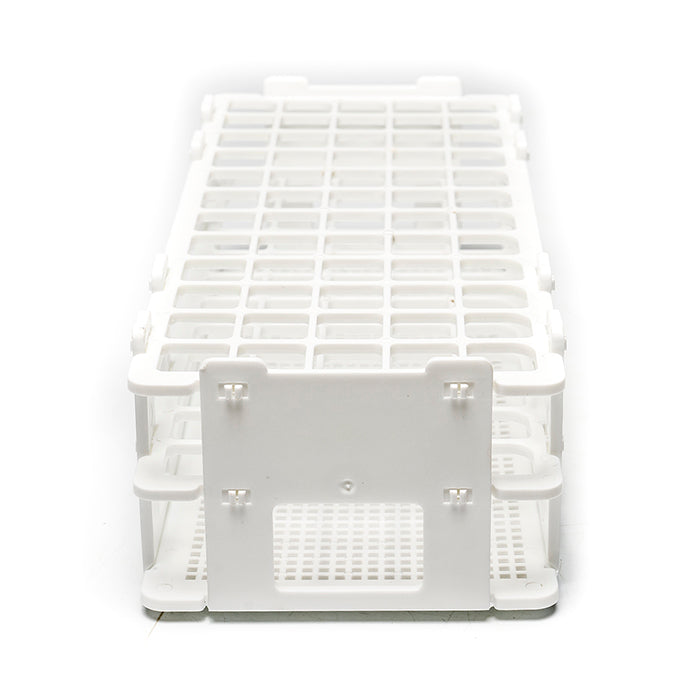 Collapsible polypropylene test tube rack with 21 openings