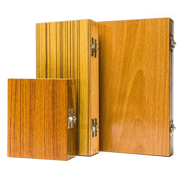 Wooden slide storage boxes
