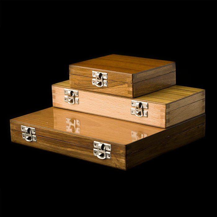 Wooden microscope slide storage boxes